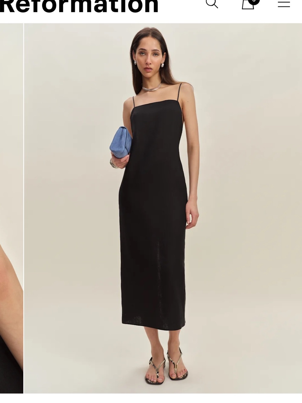 Reformation Black Garl Linen Dress